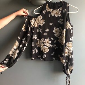 Boohoo floral cold shoulder top
